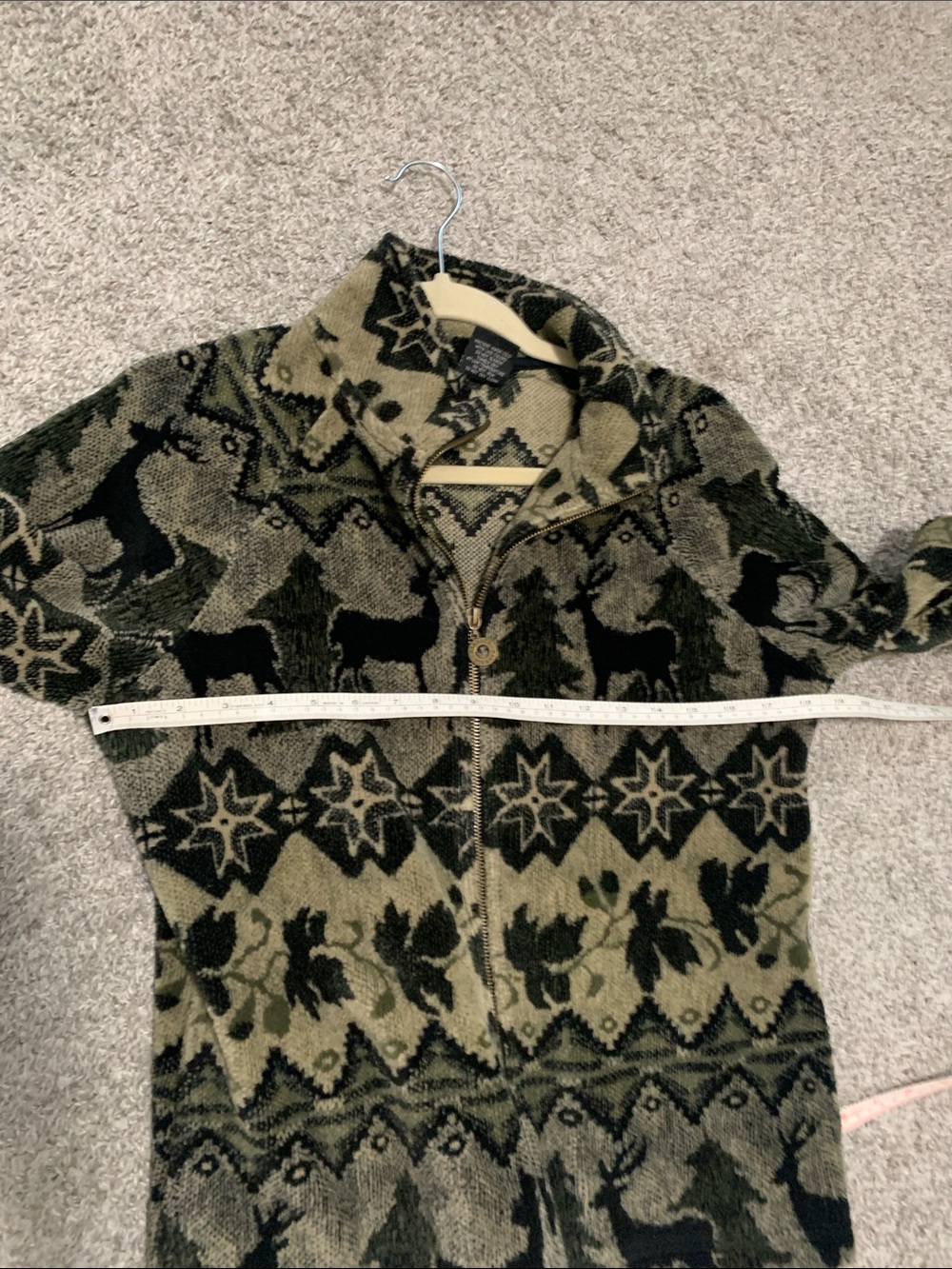 Vintage Barrage Fair Isle Reindeer Graphics Zip Front Fleece Jacket - Picture 7 of 7